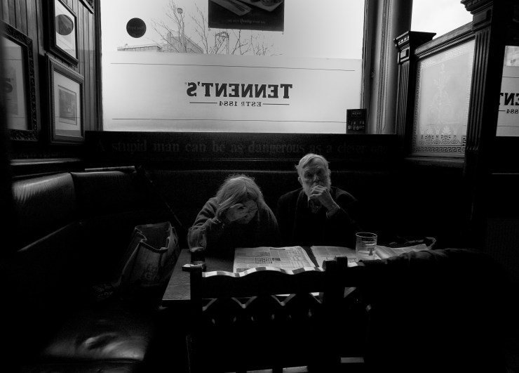 two retired academics having an afternoon guzzle