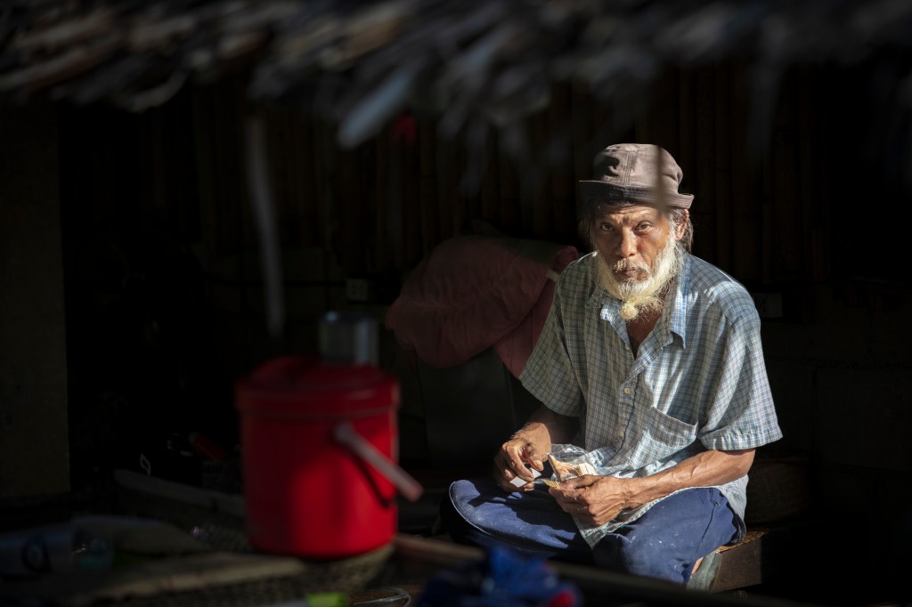An agricultural worker takes a well deserved break 